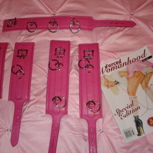 my pink restraints and my favorite magazine...****** womanhood