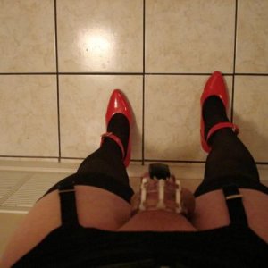 heels, garters, stockings and chastity
