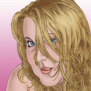 Blonde2 Portrait - pencil sketch, digital coloring